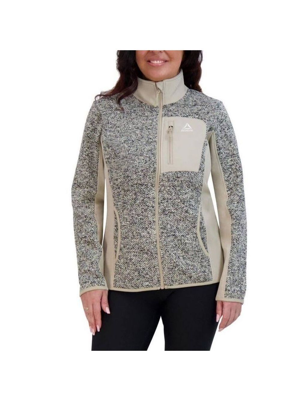 Reebok Women's Jacquard Fleece Workout Jacket Sz L beige